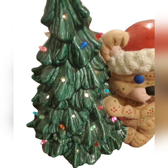Vintage ceramic Christmas tree and bear with light - Picture 3 of 4